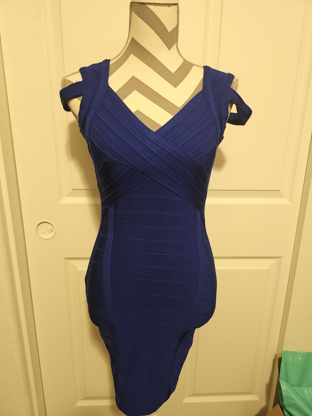 Herve Leger Cobalt Blue Bandage Midi Dress